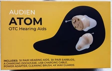 NEW Audien Atom Rechargeable Wireless OTC Hearing Aids-READY TO USE