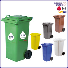 bidone per spazzatura da esterno pattumiera immondizia con ruote marrone grigio