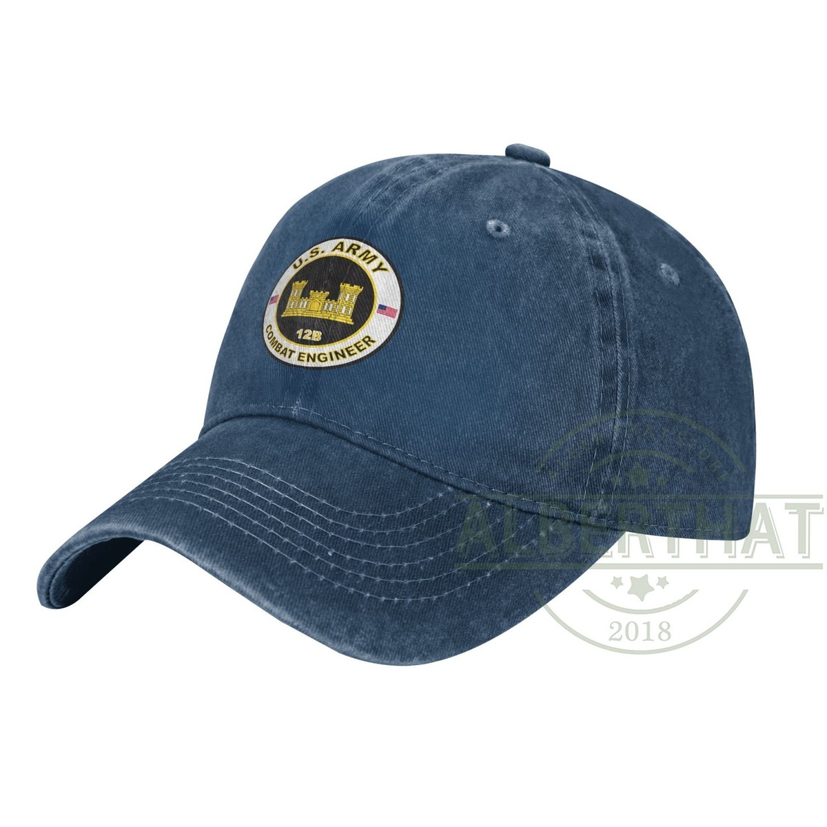 US Army MOS 12B Combat Engineer Unisex Denim Hat Adjustable