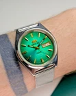 Orient 3 Star Vintage Watch Automatic Japan Men Green Dial Bracelet Day Date Men