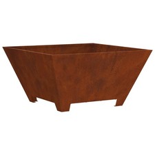 Fire Pit Steel Outdoor Square Heating for Portable Rust-Resistant Wood  vidaXL