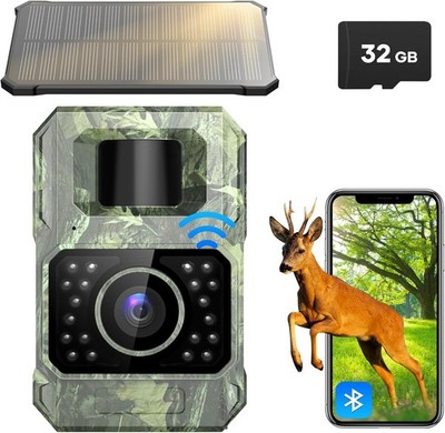 Assark Solar Trail Camera 48MP 30FPS, WiFi Bluetooth Game Camera