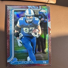 2025 Topps Chrome Football - Sam Laporta #100 Pigskin Refractor Detroit Lions