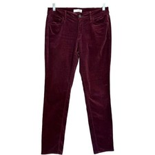 The Loft Women's Corduroy Burgundy Wine Color Size 28/6 Curvy Skinny
