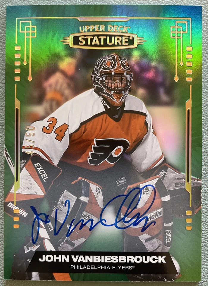 2021-22 Upper Deck Stature John Vanbiesbrouck Green Parallel Auto /50 Flyers - Image 2 of 3