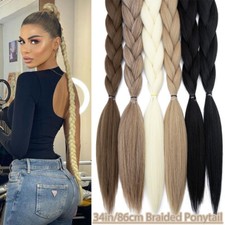 34" Long Real Thick Braiding Hair Extensions Pony Tail Wrap On Ponytail As Human