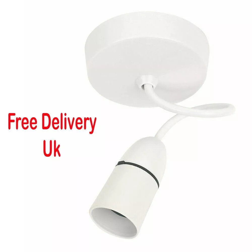 Ceiling Rose Pendant Light Fitting Set with Lamp Holder 6 inch BC Cable White
