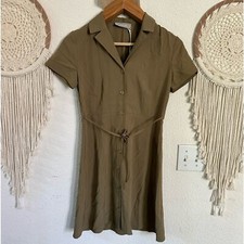 Everlane olive green button front shirt dress mini dress size 0