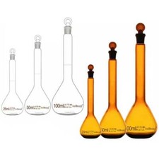 5ml - 1000ml Glass Amber Transparent Laboratory Volumetric Flasks with Stopper