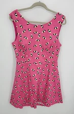 ModCloth Dress Womens 12 Pink Umbrella Print Sleeveless Cutout Back Artsy