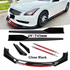 For Infiniti G37 Sedan Front Bumper Lip Spoiler Splitter Rear Lip Gloss Black
