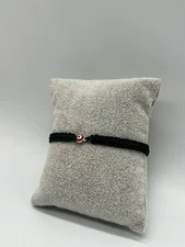 Red Turkish Evil Eyes Black String Adjustable Bracelet Silver Plated Pack of 12