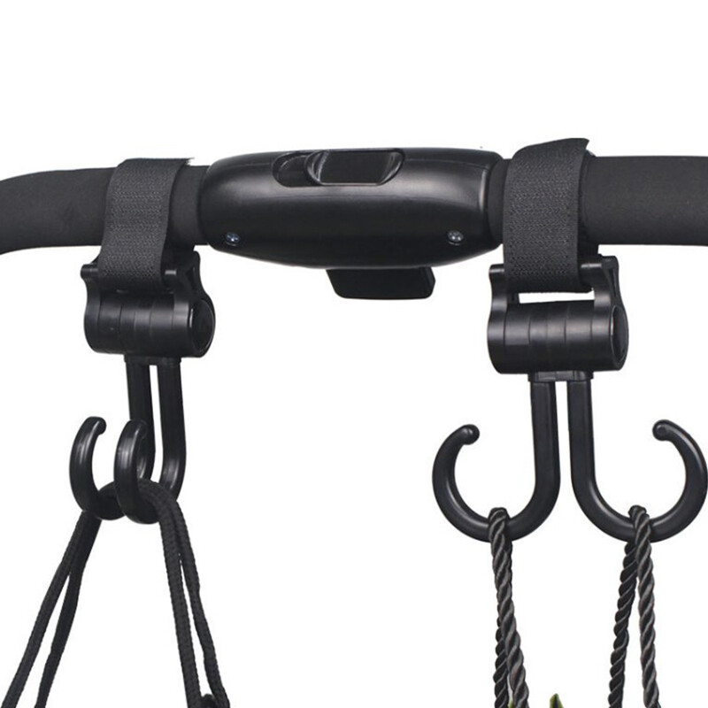 Double Hook Baby Stroller Hanger 360-degree Rotation Adjustment Cart Hook WY4