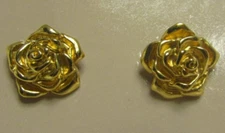 VINTAGE COSTUME JEWERLY SCULPTURED ROSE GOLD TONE PIERCED EARRINGS
