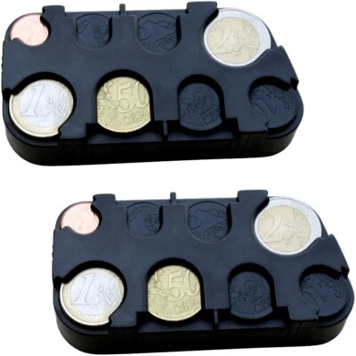 BENSON 2x Euro-Münzsammler Münzbox Münzen-Sammler Kleingeldspender m. Schnell-Fixierung