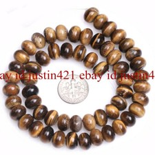 Smooth 5x8mm Natural Yellow Tigers Eye Rondelle Gemstone Loose Beads 15'' Strand