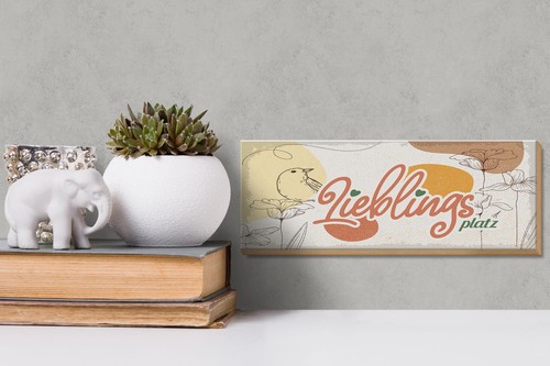 Holzschild Hinweis 27x10 cm Lieblingsplatz Blumen Vogel Deko Schild - Picture 4 of 5