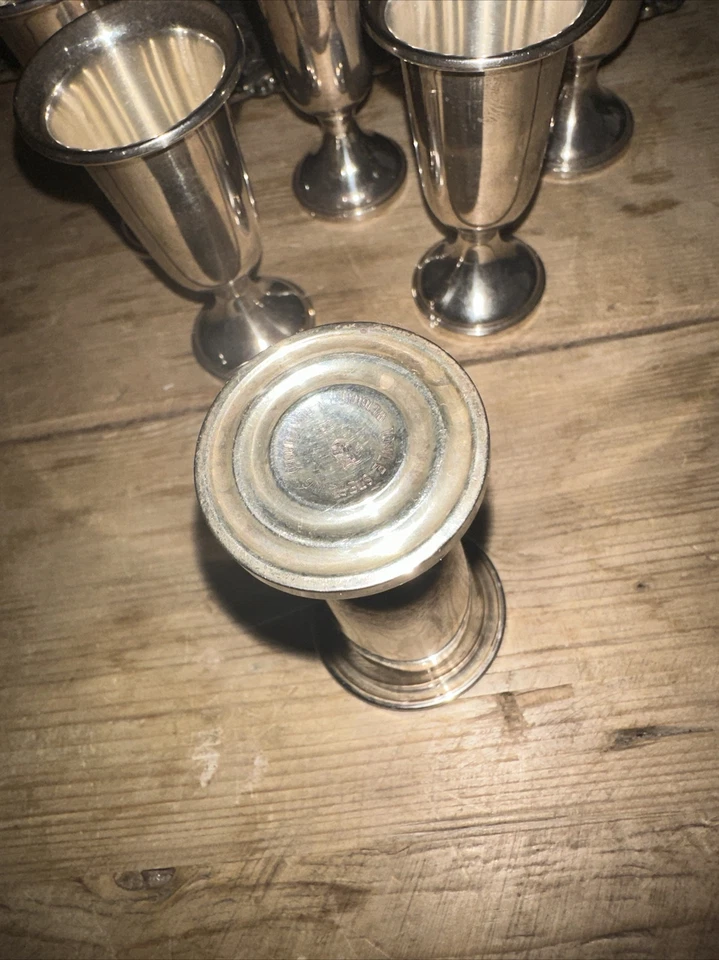 Set/6 Towle Sterling Silver Pedestal Cordials 3” #58 W/Chrome Decorative Tray - Image 3 of 4
