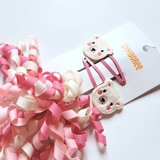 Gymboree Bear Hugs Curly Pony O Polar Bear Hair Clip Set NWT 2022
