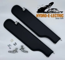 NEW 1968-1972 GTO & LeMans Convertible Black Vinyl Sun Visors & Bracket Set