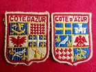lot of two embroidered patches, Côte d'Azur department (size 6 cm x 5cm) 30