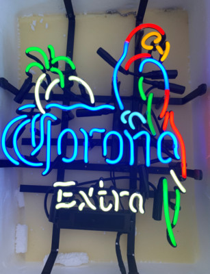 New Corona Extra Parrot Palm Tree Neon Light Sign 24''x20'' Lamp Wall Decor Beer