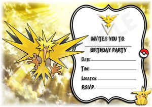 A5 Enfants Fete Invitations X 12 Pokemon Go Team Instinct Cadre Design Ebay