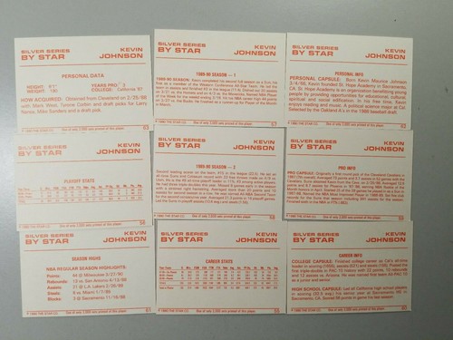 1990-91 Star Silver/2000 Kevin Johnson Phoenix Suns Set 9 Card, #BC09 - Picture 4 of 4