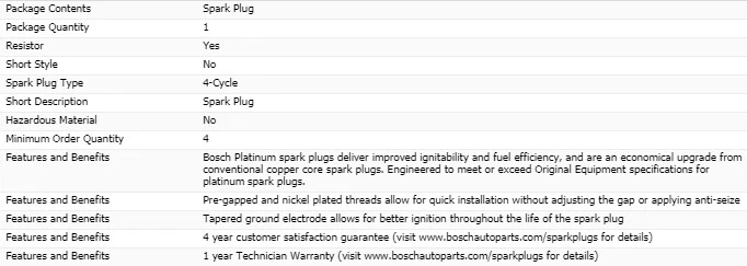 4 X Bujías Bosch Platinum para TOYOTA ECHO L4-1,5 L 2000-2005 Foto 4 de 4