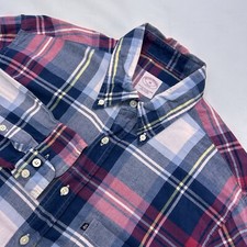 Brooks Brothers Men Blue Red Madras Cotton Long Sleeve Shirt M NWoT