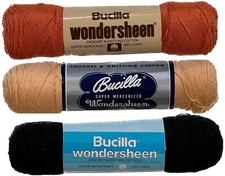 Bucilla WONDERSHEEN Super Mercerized 100% Cotton 400 yds: 3 colors