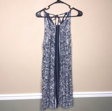 LOFT Women’s Leaf Print Keyhole Adjustable Tie Back Sleeveless Shift Dress Sz M