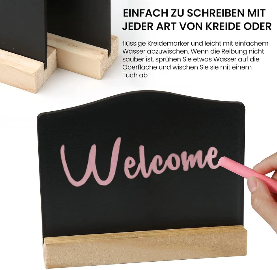 12 Stück Mini Kreidetafel mit Ständer, Kleine Tafel Holzschilder zum Beschriften - Bild 4 von 4