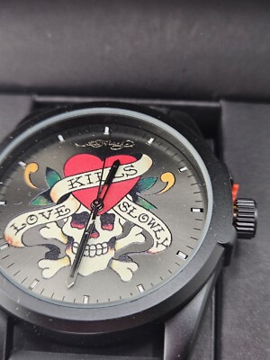 Ed Hardy Men's Matte Black Silicone Strap Watch 46mm NEW | eBay