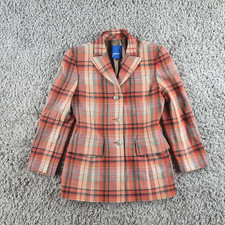 Guy Laroche Blazer Womens 38 Red Check Plaid Wool S1-a5