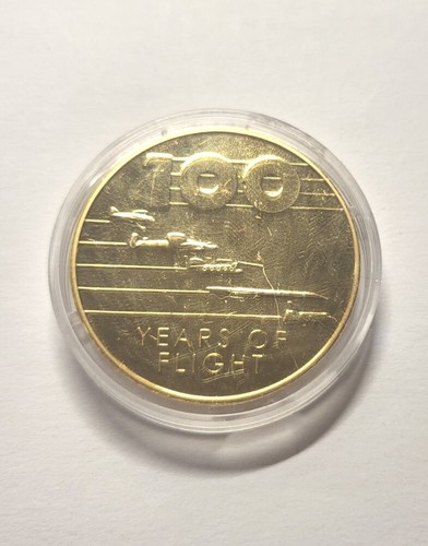 2003 100 Years of Flight McDonnell F-4 Phantom Commemorative Medal Gold Plated - Picture 2 of 2