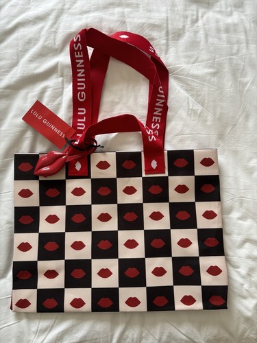 Lulu Guinness Waitrose Check Lips Crown Shopping Tote Bag Handbag New With Tags - Picture 4 of 4