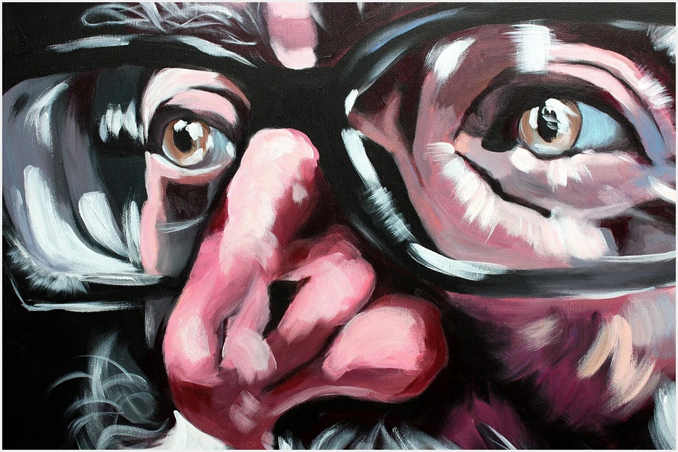 ORIGINAL Gemälde Acrylbild Mann Modern Abstrakt Porträt Malerei Kunst HANDGEMALT - Bild 2 von 4