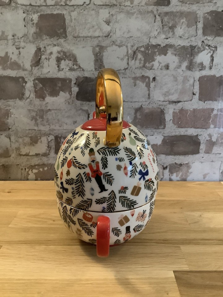 Anthropologie RetiredNutcracker Teapot and Mug Set Holiday Christmas