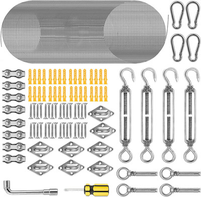 114 PCS Sun Shade Hardware Kit for Rectangle Triangle Sun Shade 6In 304 Heavy Du