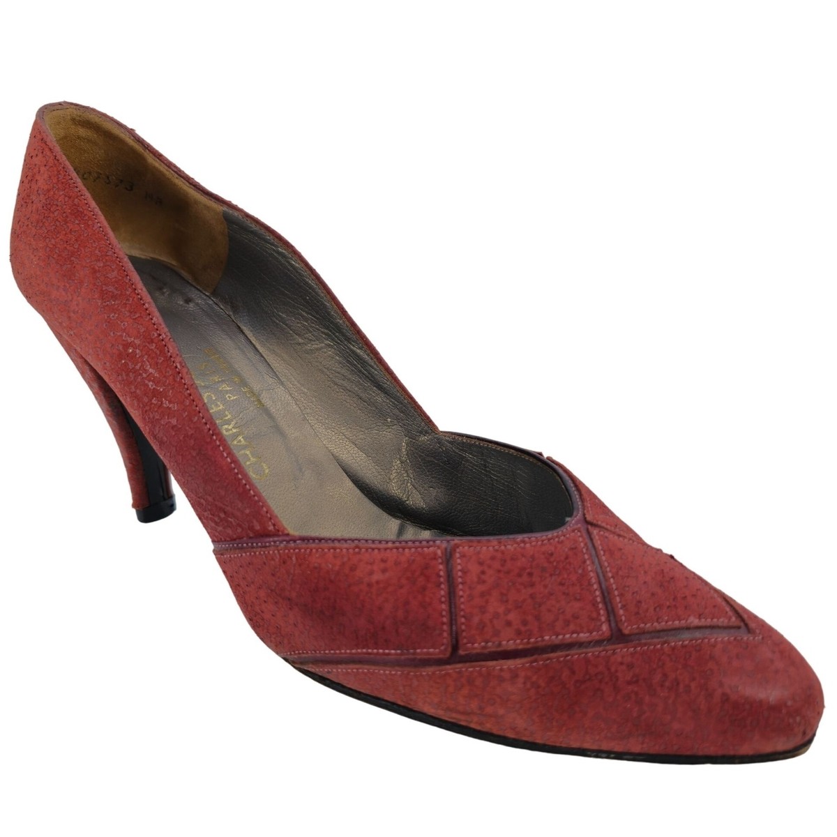 Vintage Charles Jourdan Paris Red Suede Leather Dress Pumps Women Retro  France