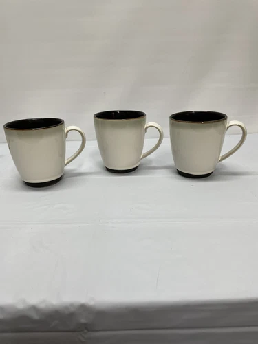 Sango Nova Black 4932 Coffee Mugs Set Of (3)