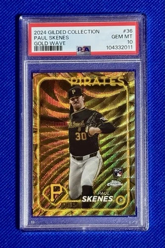 PAUL SKENES 2024 Topps Chrome Gilded Gold Wave Refractor RC /75 #36 PSA 10