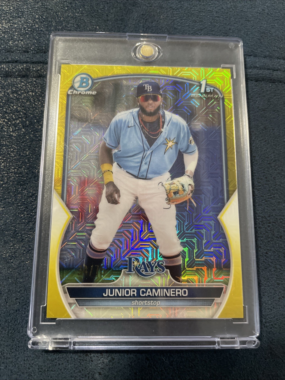 Junior Caminero 2023 Bowman 1st Chrome Yellow Mojo Card 34/75 #BCP-61