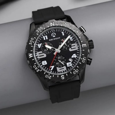 Sport schwarze funktionelle wasserdichte Quarz Chronograph Uhr - lässiger Stil Herren