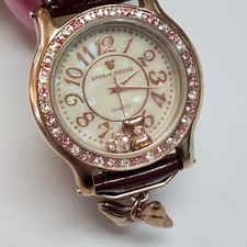 Disney Minnie Mouse Wrist Watch Swarovski Crystal Japan Rose Gold Quartz Charm