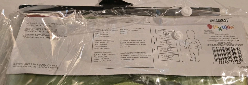 Disfraz Cazafantasmas Imperio Congelado Delgado Bebé Infante Talla 12-18 Mo Foto 2 de 3