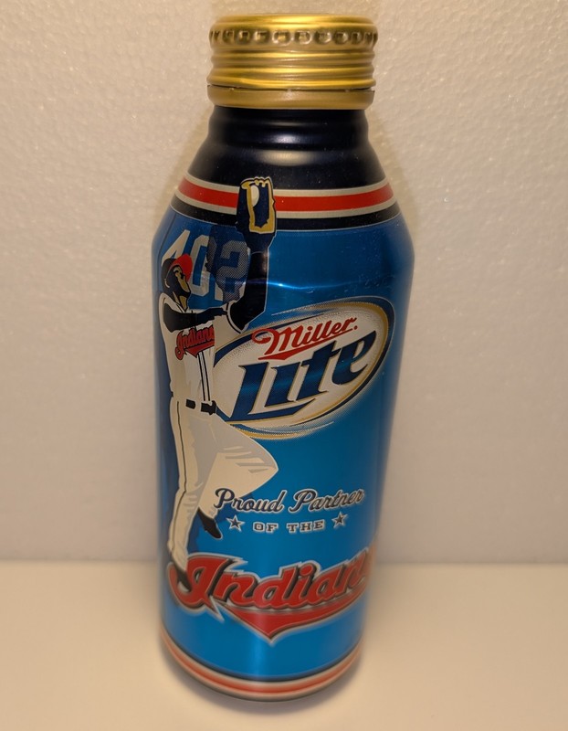 Miller Lite 16 oz. alum beer bottle 2011 Cleveland Indians - EMPTY