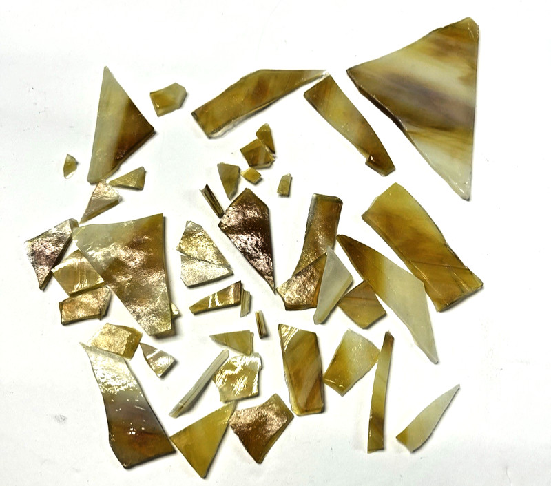 TIFFANY STUDIOS COLLECTION OF CARAMEL FAVRILE GLASS FRAGMENTS ORIGINAL ANTIQUE