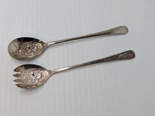 Silver Plate Salad Server Fork and Spoon Set EPNS Made in England Shefield